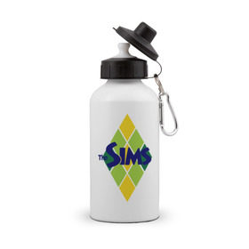 Бутылка спортивная с принтом The Sims rhombus в Кировске, металл | емкость — 500 мл, в комплекте две пластиковые крышки и карабин для крепления | игры | компьютерные игры | симс | симы