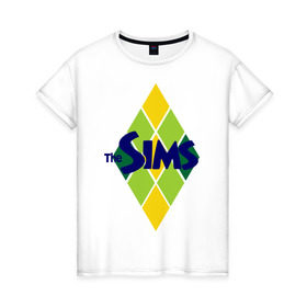 Женская футболка хлопок с принтом The Sims rhombus в Кировске, 100% хлопок | прямой крой, круглый вырез горловины, длина до линии бедер, слегка спущенное плечо | игры | компьютерные игры | симс | симы