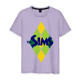 Мужская футболка хлопок с принтом The Sims rhombus в Кировске, 100% хлопок | прямой крой, круглый вырез горловины, длина до линии бедер, слегка спущенное плечо. | игры | компьютерные игры | симс | симы