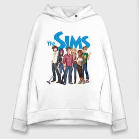 Женское худи Oversize хлопок с принтом The Sims heroes в Кировске, френч-терри — 70% хлопок, 30% полиэстер. Мягкий теплый начес внутри —100% хлопок | боковые карманы, эластичные манжеты и нижняя кромка, капюшон на магнитной кнопке | игры | компьютерные игры | симс | симы