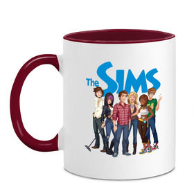 Кружка двухцветная с принтом The Sims heroes в Кировске, керамика | объем — 330 мл, диаметр — 80 мм. Цветная ручка и кайма сверху, в некоторых цветах — вся внутренняя часть | игры | компьютерные игры | симс | симы