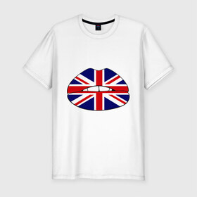 Мужская футболка премиум с принтом Britain lips в Кировске, 92% хлопок, 8% лайкра | приталенный силуэт, круглый вырез ворота, длина до линии бедра, короткий рукав | england | great britain | lips | англия | британия | британский флаг | великобритания | губы | поцелуй