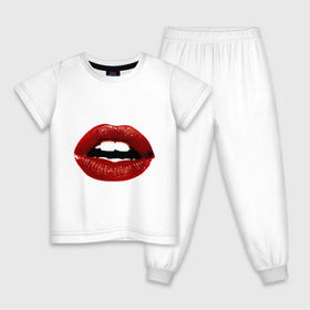 Детская пижама хлопок с принтом Pop art lips в Кировске, 100% хлопок |  брюки и футболка прямого кроя, без карманов, на брюках мягкая резинка на поясе и по низу штанин
 | поп арт