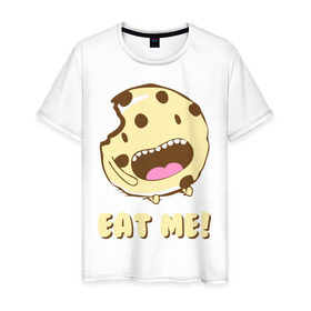 Мужская футболка хлопок с принтом Eat me! I`m Cake! в Кировске, 100% хлопок | прямой крой, круглый вырез горловины, длина до линии бедер, слегка спущенное плечо. | eat me | девушкам | для девушек | животные | мило | парные | пирожное | съешь меня
