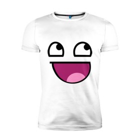 Мужская футболка премиум с принтом Улыбчивый мем в Кировске, 92% хлопок, 8% лайкра | приталенный силуэт, круглый вырез ворота, длина до линии бедра, короткий рукав | интернет мемы | интернет приколы | мем | мемы | приколы | улыбка