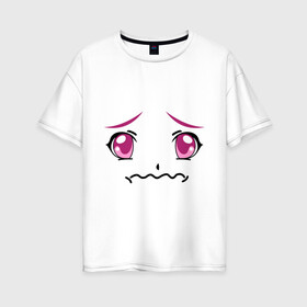 Женская футболка хлопок Oversize с принтом Розовые аниме глаза в Кировске, 100% хлопок | свободный крой, круглый ворот, спущенный рукав, длина до линии бедер
 | anime | аниме | взгляд | глаза | лицо | розовые глаза