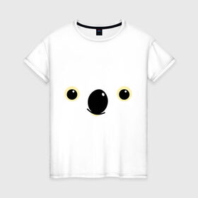 Женская футболка хлопок с принтом Мордочка коалы в Кировске, 100% хлопок | прямой крой, круглый вырез горловины, длина до линии бедер, слегка спущенное плечо | животные | коала
