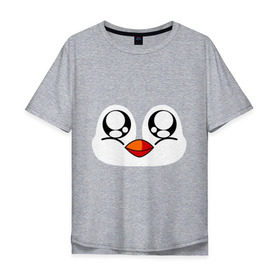Мужская футболка хлопок Oversize с принтом Морда пингвина в Кировске, 100% хлопок | свободный крой, круглый ворот, “спинка” длиннее передней части | Тематика изображения на принте: пингвин