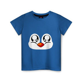 Детская футболка хлопок с принтом Морда пингвина в Кировске, 100% хлопок | круглый вырез горловины, полуприлегающий силуэт, длина до линии бедер | Тематика изображения на принте: пингвин