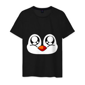 Мужская футболка хлопок с принтом Морда пингвина в Кировске, 100% хлопок | прямой крой, круглый вырез горловины, длина до линии бедер, слегка спущенное плечо. | Тематика изображения на принте: пингвин
