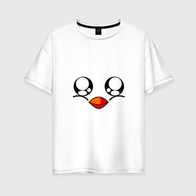 Женская футболка хлопок Oversize с принтом Морда пингвина в Кировске, 100% хлопок | свободный крой, круглый ворот, спущенный рукав, длина до линии бедер
 | пингвин