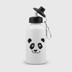 Бутылка спортивная с принтом Морда панды в Кировске, металл | емкость — 500 мл, в комплекте две пластиковые крышки и карабин для крепления | Тематика изображения на принте: панда
