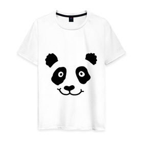 Мужская футболка хлопок с принтом Морда панды в Кировске, 100% хлопок | прямой крой, круглый вырез горловины, длина до линии бедер, слегка спущенное плечо. | Тематика изображения на принте: панда