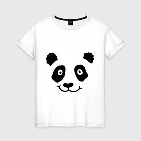 Женская футболка хлопок с принтом Морда панды в Кировске, 100% хлопок | прямой крой, круглый вырез горловины, длина до линии бедер, слегка спущенное плечо | панда