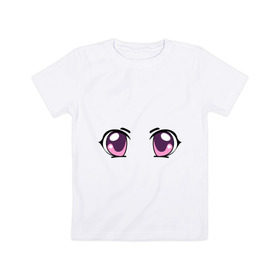 Детская футболка хлопок с принтом Фиолетовые аниме глаза в Кировске, 100% хлопок | круглый вырез горловины, полуприлегающий силуэт, длина до линии бедер | anime | взгляд | лицо