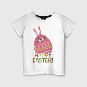 Детская футболка хлопок с принтом Easter rabbit в Кировске, 100% хлопок | круглый вырез горловины, полуприлегающий силуэт, длина до линии бедер | happy easter | кролик | пасха | пасхальное яйцо | пасхальный кролик | счастливой пасхи