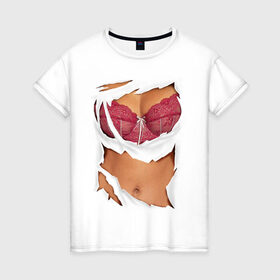 Женская футболка хлопок с принтом Идеальный бюст в Кировске, 100% хлопок | прямой крой, круглый вырез горловины, длина до линии бедер, слегка спущенное плечо | грудь | женское тело | подарок бабушке | подарок жене | тело