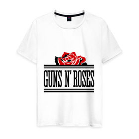 Мужская футболка хлопок с принтом Guns n roses red в Кировске, 100% хлопок | прямой крой, круглый вырез горловины, длина до линии бедер, слегка спущенное плечо. | guns and roses | rock | ганс н роуз | музыка | рок