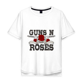 Мужская футболка хлопок Oversize с принтом Guns n roses black в Кировске, 100% хлопок | свободный крой, круглый ворот, “спинка” длиннее передней части | guns and roses | rock | ганс н роуз | музыка | рок