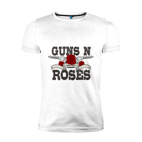 Мужская футболка премиум с принтом Guns n roses black в Кировске, 92% хлопок, 8% лайкра | приталенный силуэт, круглый вырез ворота, длина до линии бедра, короткий рукав | guns and roses | rock | ганс н роуз | музыка | рок
