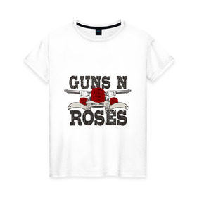 Женская футболка хлопок с принтом Guns n roses black в Кировске, 100% хлопок | прямой крой, круглый вырез горловины, длина до линии бедер, слегка спущенное плечо | guns and roses | rock | ганс н роуз | музыка | рок