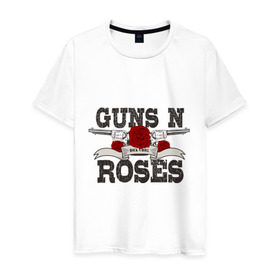 Мужская футболка хлопок с принтом Guns n roses black в Кировске, 100% хлопок | прямой крой, круглый вырез горловины, длина до линии бедер, слегка спущенное плечо. | guns and roses | rock | ганс н роуз | музыка | рок