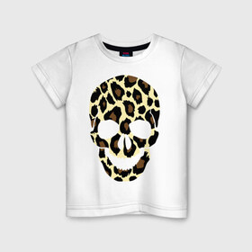 Детская футболка хлопок с принтом Skull leopard в Кировске, 100% хлопок | круглый вырез горловины, полуприлегающий силуэт, длина до линии бедер | leo | skull | леопард | череп