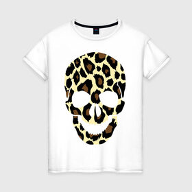 Женская футболка хлопок с принтом Skull leopard в Кировске, 100% хлопок | прямой крой, круглый вырез горловины, длина до линии бедер, слегка спущенное плечо | leo | skull | леопард | череп