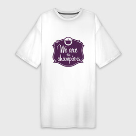 Платье-футболка хлопок с принтом We are the champions в Кировске,  |  | freddie mercury | queen | классический рок | куин | рок группа | фредди меркьюри