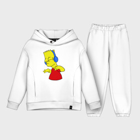 Детский костюм хлопок Oversize с принтом Барт в наушниках в Кировске,  |  | Тематика изображения на принте: bart | bart simpson | simpsons | барт в наушниках | барт симпсон | голова барта | симпсоны | симсоны