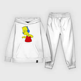 Детский костюм хлопок (с толстовкой) с принтом Барт в наушниках в Кировске,  |  | Тематика изображения на принте: bart | bart simpson | simpsons | барт в наушниках | барт симпсон | голова барта | симпсоны | симсоны