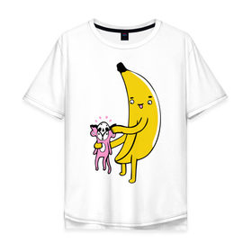 Мужская футболка хлопок Oversize с принтом Мстительный банан в Кировске, 100% хлопок | свободный крой, круглый ворот, “спинка” длиннее передней части | Тематика изображения на принте: bananes | мартышка | обезьяна | фрукты