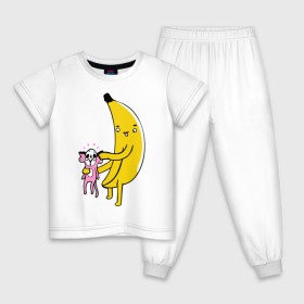 Детская пижама хлопок с принтом Мстительный банан в Кировске, 100% хлопок |  брюки и футболка прямого кроя, без карманов, на брюках мягкая резинка на поясе и по низу штанин
 | bananes | мартышка | обезьяна | фрукты