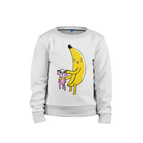 Детский свитшот хлопок с принтом Мстительный банан в Кировске, 100% хлопок | круглый вырез горловины, эластичные манжеты, пояс и воротник | bananes | мартышка | обезьяна | фрукты