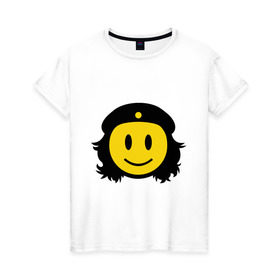 Женская футболка хлопок с принтом Смайл Че Гевара в Кировске, 100% хлопок | прямой крой, круглый вырез горловины, длина до линии бедер, слегка спущенное плечо | che gevara | smile | смайл