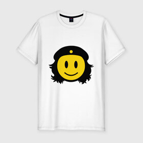 Мужская футболка премиум с принтом Смайл Че Гевара в Кировске, 92% хлопок, 8% лайкра | приталенный силуэт, круглый вырез ворота, длина до линии бедра, короткий рукав | che gevara | smile | смайл