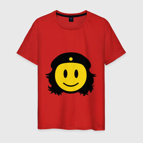 Мужская футболка хлопок с принтом Смайл Че Гевара в Кировске, 100% хлопок | прямой крой, круглый вырез горловины, длина до линии бедер, слегка спущенное плечо. | che gevara | smile | смайл