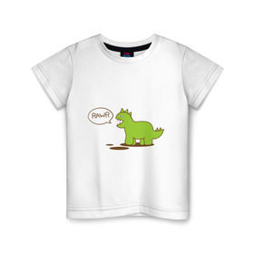 Детская футболка хлопок с принтом Динозаврик в Кировске, 100% хлопок | круглый вырез горловины, полуприлегающий силуэт, длина до линии бедер | динозавр