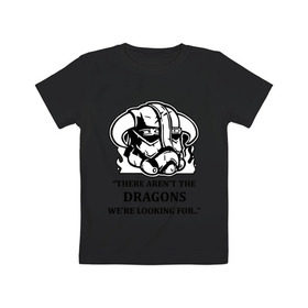 Детская футболка хлопок с принтом Skyrim – тут нет драконов в Кировске, 100% хлопок | круглый вырез горловины, полуприлегающий силуэт, длина до линии бедер | скайрим
