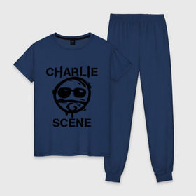 Женская пижама хлопок с принтом Charlie Scene (HU) в Кировске, 100% хлопок | брюки и футболка прямого кроя, без карманов, на брюках мягкая резинка на поясе и по низу штанин | charlie | charlie scene | scene | панк | рок | чарли шин