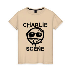 Женская футболка хлопок с принтом Charlie Scene (HU) в Кировске, 100% хлопок | прямой крой, круглый вырез горловины, длина до линии бедер, слегка спущенное плечо | charlie | charlie scene | scene | панк | рок | чарли шин