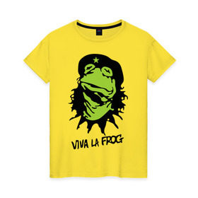 Женская футболка хлопок с принтом Viva la Frog в Кировске, 100% хлопок | прямой крой, круглый вырез горловины, длина до линии бедер, слегка спущенное плечо | frog | viva la frog | viva лягушка | лягушка | лягушка чегевара