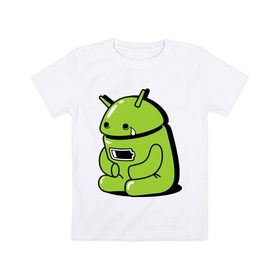 Детская футболка хлопок с принтом Андроид плачет в Кировске, 100% хлопок | круглый вырез горловины, полуприлегающий силуэт, длина до линии бедер | android | андроид | андроид плачет