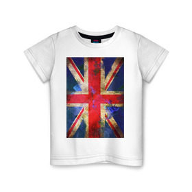 Детская футболка хлопок с принтом Флаг Британии в цветах в Кировске, 100% хлопок | круглый вырез горловины, полуприлегающий силуэт, длина до линии бедер | Тематика изображения на принте: англия | британский флаг | великобритания | флаг великобритании