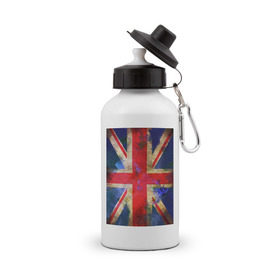 Бутылка спортивная с принтом Флаг Британии в цветах в Кировске, металл | емкость — 500 мл, в комплекте две пластиковые крышки и карабин для крепления | англия | британский флаг | великобритания | флаг великобритании