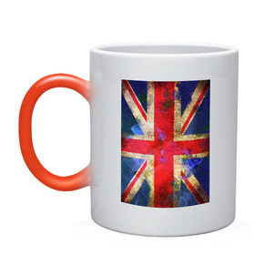 Кружка хамелеон с принтом Флаг Британии в цветах в Кировске, керамика | меняет цвет при нагревании, емкость 330 мл | англия | британский флаг | великобритания | флаг великобритании