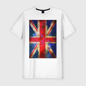 Мужская футболка премиум с принтом Флаг Британии в цветах в Кировске, 92% хлопок, 8% лайкра | приталенный силуэт, круглый вырез ворота, длина до линии бедра, короткий рукав | англия | британский флаг | великобритания | флаг великобритании