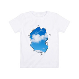 Детская футболка хлопок с принтом Небо. Бэнкси в Кировске, 100% хлопок | круглый вырез горловины, полуприлегающий силуэт, длина до линии бедер | Тематика изображения на принте: banksy | бенкси | бэнкси | графити | граффити | небо | облака | облако | стрит арт | стритарт