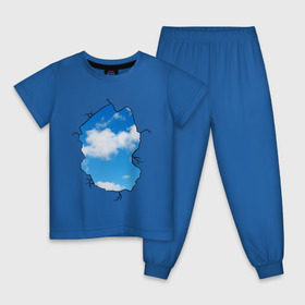 Детская пижама хлопок с принтом Небо. Бэнкси в Кировске, 100% хлопок |  брюки и футболка прямого кроя, без карманов, на брюках мягкая резинка на поясе и по низу штанин
 | banksy | бенкси | бэнкси | графити | граффити | небо | облака | облако | стрит арт | стритарт