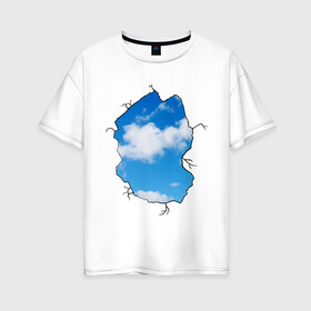 Женская футболка хлопок Oversize с принтом Небо Бэнкси в Кировске, 100% хлопок | свободный крой, круглый ворот, спущенный рукав, длина до линии бедер
 | banksy | бенкси | бэнкси | графити | граффити | небо | облака | облако | стрит арт | стритарт